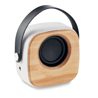 Picture of SPEAKER 3W with Bamboo Front in White.