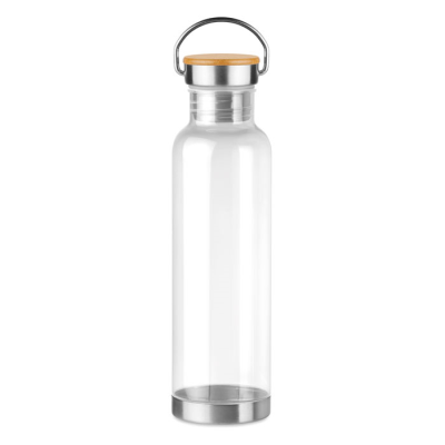 Picture of TRITAN 800ML BOTTLE BAMBOO TOP in White.