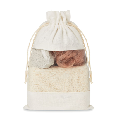 Picture of BATH SET in Cotton Pouch in Brown