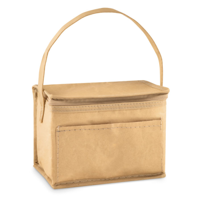 Picture of 6 CAN WOVEN PAPER COOL BAG in Brown.