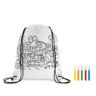 Picture of NON WOVEN CHILDRENS BAG with Pen in White
