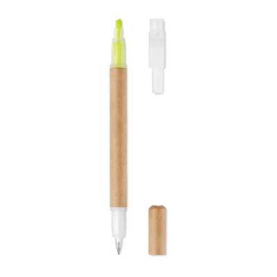 Picture of 2 in 1 Carton Pen Highlighter in Yellow