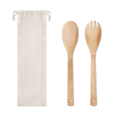 Picture of SET BAMBOO UTENSILS SALAD in Brown