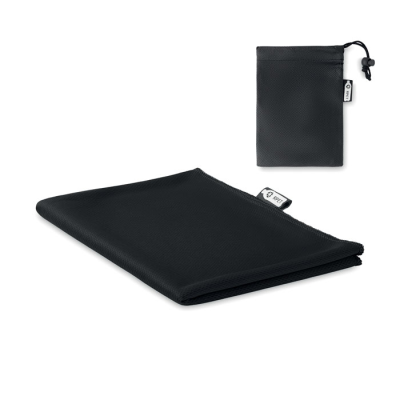 Picture of RPET SPORTS TOWEL AND POUCH in Black.