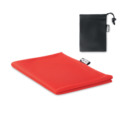 Picture of RPET SPORTS TOWEL AND POUCH in Red.