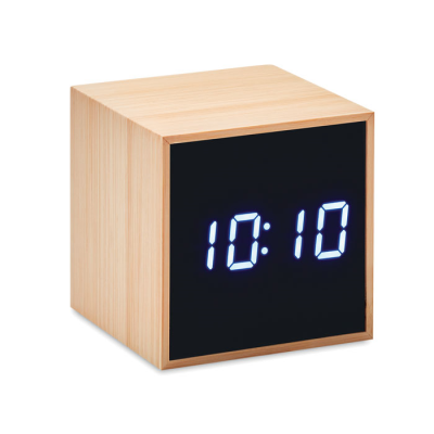 Picture of LED ALARM CLOCK BAMBOO CASING in Brown