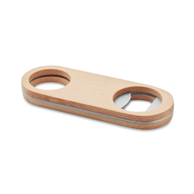 Picture of OVAL BAMBOO BOTTLE OPENER in Brown.