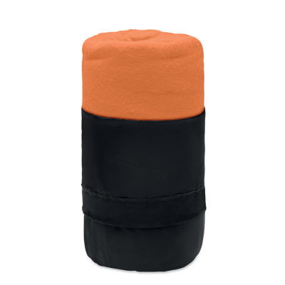 Picture of RPET FLEECE TRAVEL BLANKET in Orange.