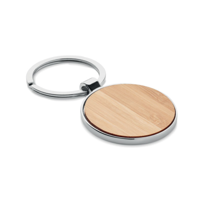 Picture of ROUND KEYRING METAL BAMBOO in Brown