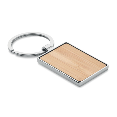 Picture of RECTANGULAR KEYRING BAMBOO in Brown