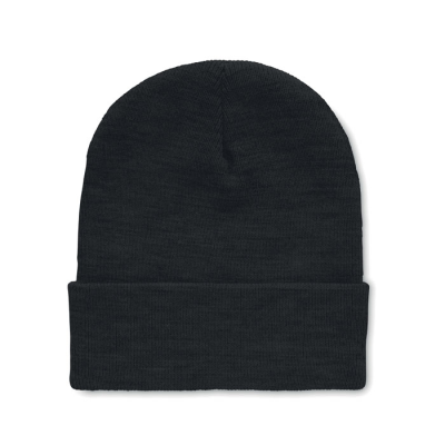 Picture of BEANIE HAT IN RPET with Cuff in Black.