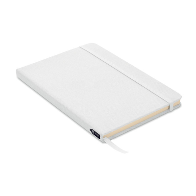 Picture of A5 NOTE BOOK 600D RPET COVER in White.