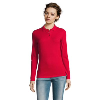 Picture of PERFECT LSL LADIES POLO 180 in Red