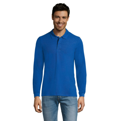 Picture of PERFECT MEN LSL POLO 180G in Blue
