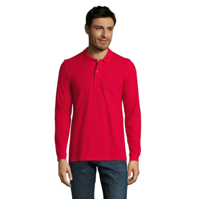 Picture of PERFECT MEN LSL POLO 180G in Red.
