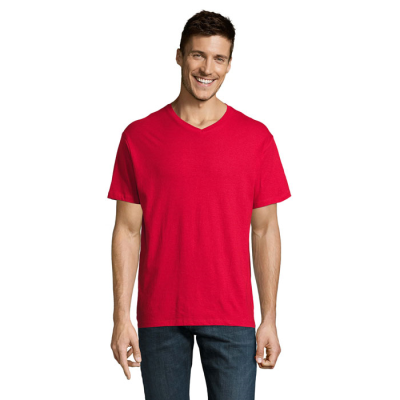 Picture of VICTORY V-NECK TEE SHIRT 150 in Red.