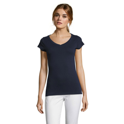 Picture of MOON WOMENS V-NECK TEE SHIRT in Blue