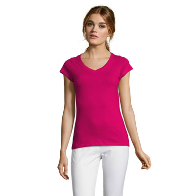 Picture of MOON WOMENS V-NECK TEE SHIRT in Pink