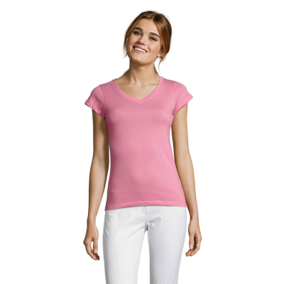 Picture of MOON WOMENS V-NECK TEE SHIRT in Pink