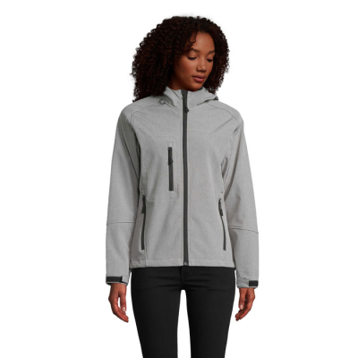 Picture of REPLAY LADIES HOOD SOFTSHELL in Grey