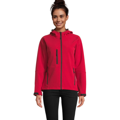 Picture of REPLAY LADIES HOOD SOFTSHELL in Red