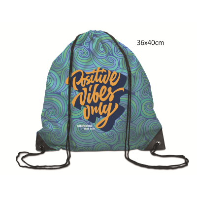 Picture of FULL COLOUR RECYCLED PET DRAWSTRING BAG with PU Corners