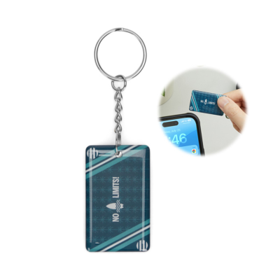 Picture of RECTANGULAR PRE-PROGRAMMED NFC KEYRING with Doming