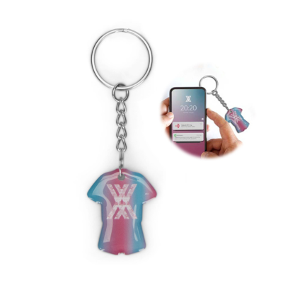Picture of CUSTOM SHAPE PRE-PROGRAMMED NFC KEYRING with Doming
