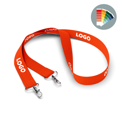 Picture of POLYESTER PANTONE MATCHED SCREENPRINT LANYARD with 2 Clips