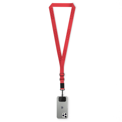 Picture of WOVEN ADJUSTABLE CROSSBODY MOBILE PHONE HOLDER with Logo Engraved Metal Plate