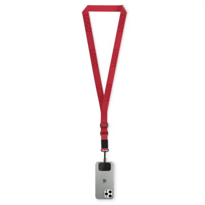 Picture of WOVEN ADJUSTABLE CROSSBODY MOBILE PHONE HOLDER with Logo Engraved Metal Plate