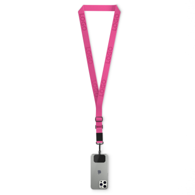 Picture of WOVEN ADJUSTABLE CROSSBODY MOBILE PHONE HOLDER with Logo Engraved Metal Plate