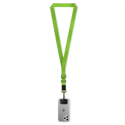 Picture of WOVEN ADJUSTABLE CROSSBODY MOBILE PHONE HOLDER with Logo Engraved Metal Plate