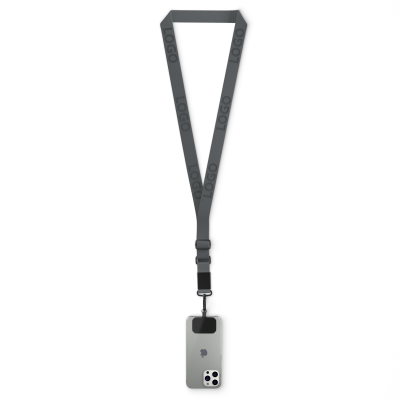 Picture of WOVEN ADJUSTABLE CROSSBODY MOBILE PHONE HOLDER with Logo Engraved Metal Plate