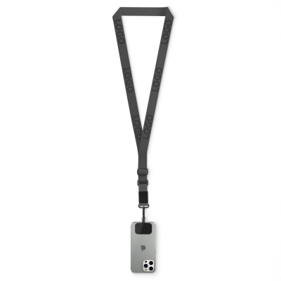 Picture of WOVEN ADJUSTABLE CROSSBODY MOBILE PHONE HOLDER with Logo Engraved Metal Plate