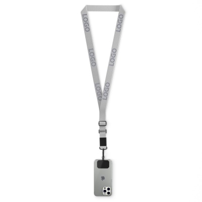 Picture of WOVEN ADJUSTABLE CROSSBODY MOBILE PHONE HOLDER with Logo Engraved Metal Plate
