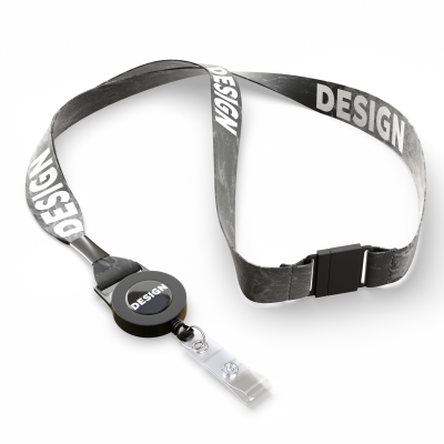 Picture of POLYESTER SUBLIMATION BADGE REEL LANYARD with Metal Crimp