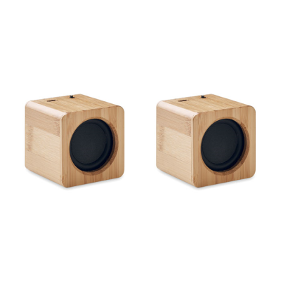 Picture of SET OF BAMBOO CORDLESS SPEAKER