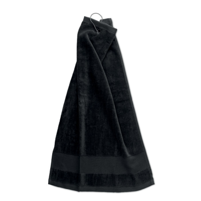 Picture of COTTON GOLF TOWEL with Hanger in Black