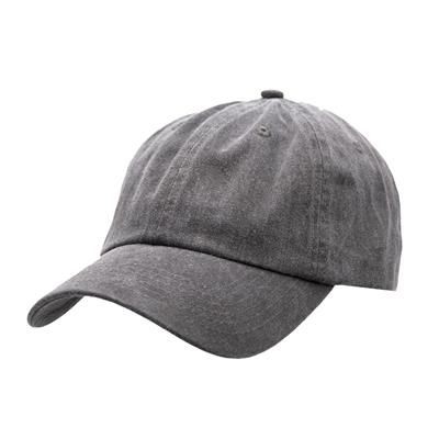 Picture of 100% COTTON PIGMENT DYED, WORN LOOK 6 PANEL UNSTRUCTED CAP with Brass Buckle in Black.