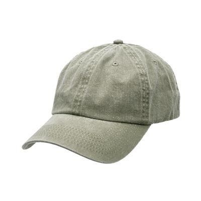 Picture of 100% COTTON PIGMENT DYED, WORN LOOK 6 PANEL UNSTRUCTED CAP with Brass Buckle in Olive