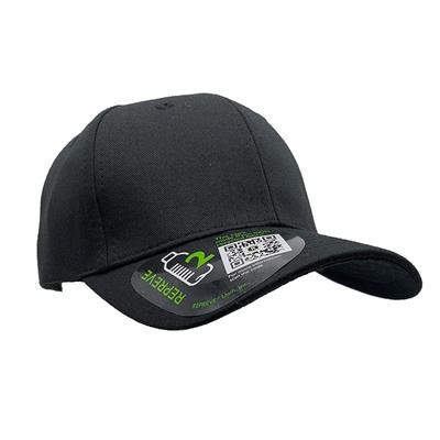 Picture of 100% RECYCLED REPREVE 6 PANEL BASEBALL CAP in Black Eco.