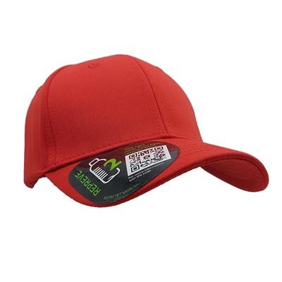 Picture of 100% RECYCLED REPREVE 6 PANEL BASEBALL CAP in Red Eco