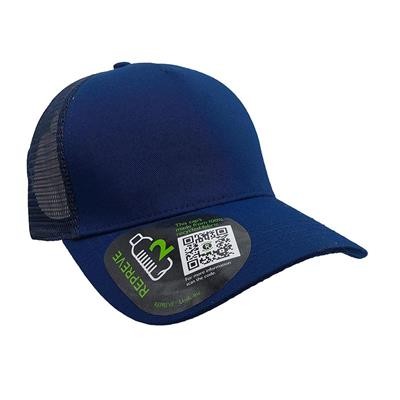 Picture of 100% RECYCLED REPREVE 5 PANEL TRUCKER HAT in Navy Eco.