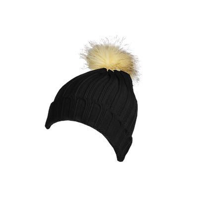 Picture of 100% ACRYLIC DEEP RIBBED KNIT BEANIE in Black.