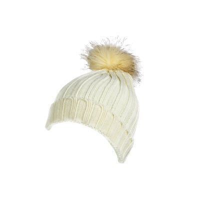 Picture of 100% ACRYLIC DEEP RIBBED KNIT BEANIE in Natural.