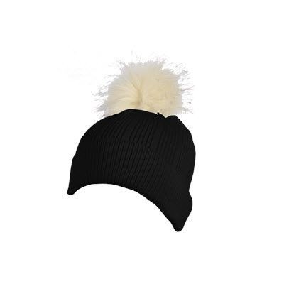 Picture of 100% ACRYLIC FLAT RIBBED KNIT BEANIE in Black