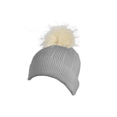 Picture of 100% ACRYLIC FLAT RIBBED KNIT BEANIE in Grey.