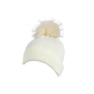 Picture of 100% ACRYLIC FLAT RIBBED KNIT BEANIE in Natural.