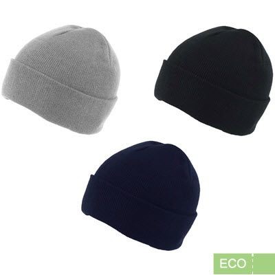 Picture of 100% RECYCLED POLYESTER KNITTED BEANIE HAT with Turn-Up